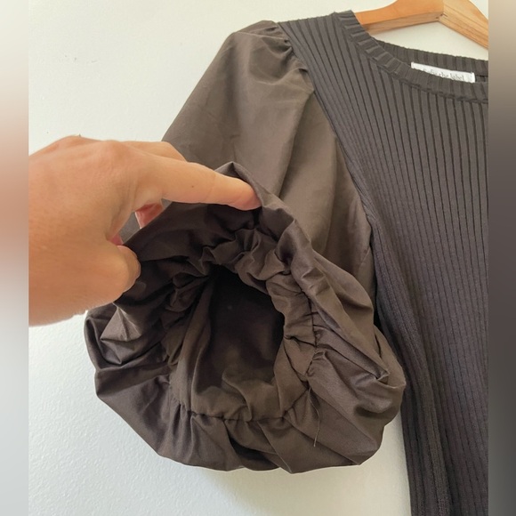 Sofie the Label Puff Sleeve Ribbed Top - Brown Size M NWT - Picture 3 of 7